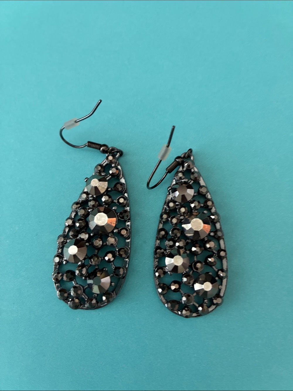 Park Lane Black Crystal Teardrop Dangle Earrings